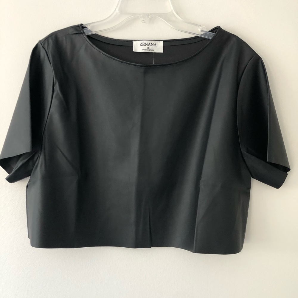 Faux leather crop top Sz S